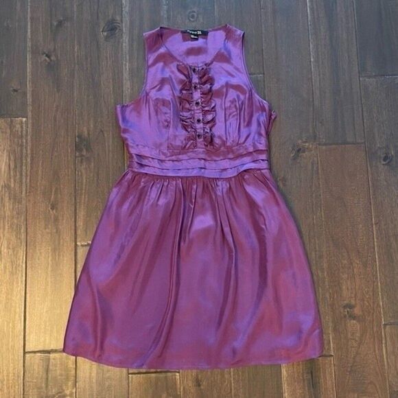 Forever 21 Purple Ruffle Fit and Flare Dress S - Picture 1 of 6